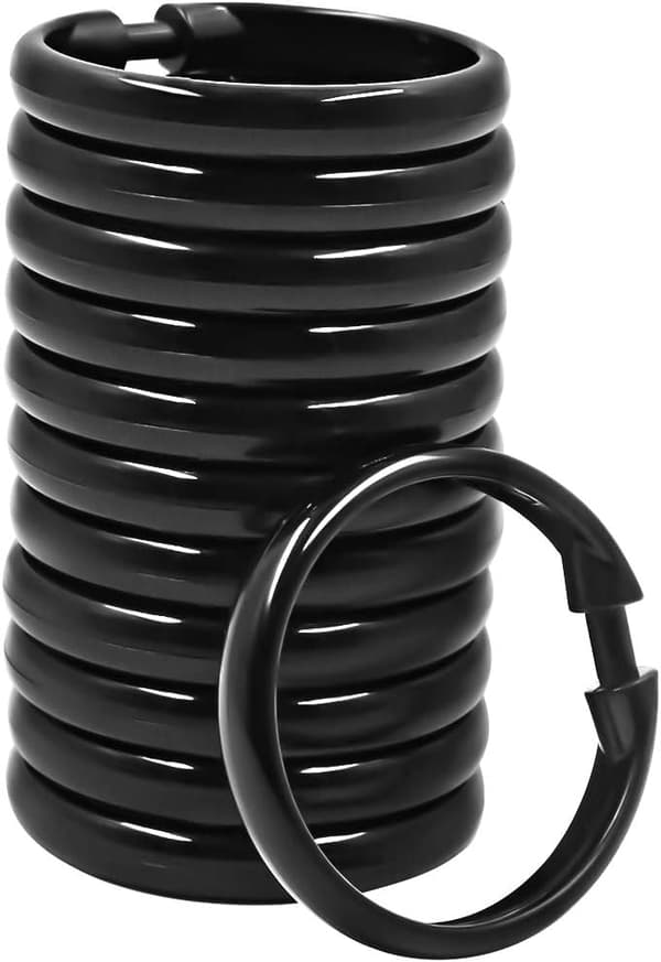 12-pakning - Dusjgardinkroker i plast O-formede ringer Glide