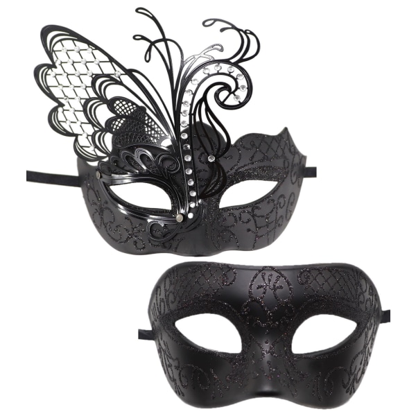 2 Pack Kvinders Feather Masquerade Mask Venetiansk Halloween Mardi