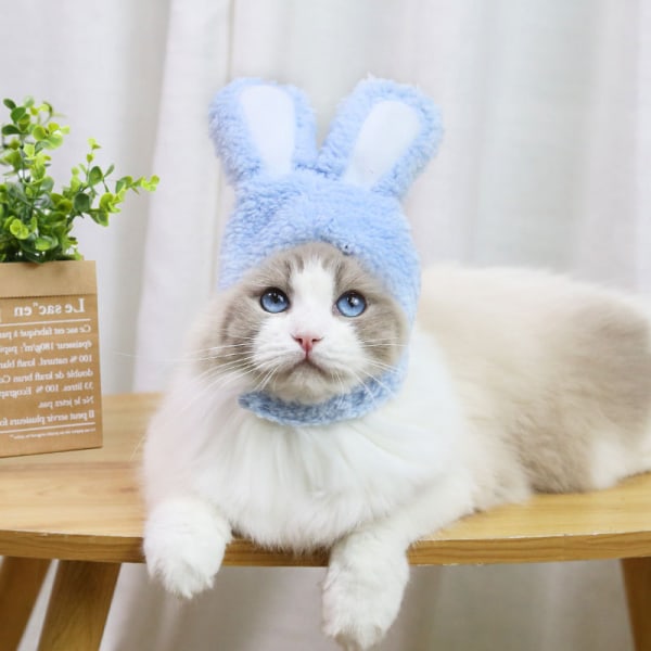 Cute Bunny Cat Hat Costume (blå), Funny Hat med ører, Puppy Ki