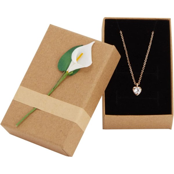 Lily Flower Kraft papirbokser med lokk for smykker, Party F