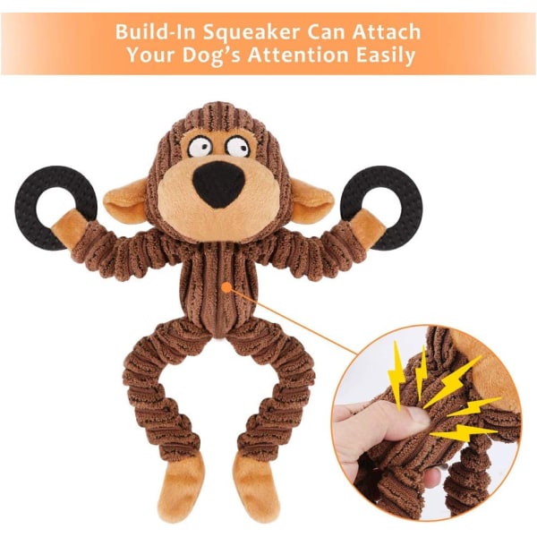Knirkende legetøj med gummiring til hund lille abe