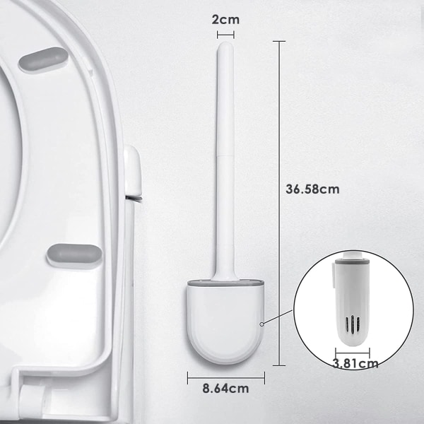 Toiletbørste, (2 stk) Silikone toiletbørste, toiletbørste og