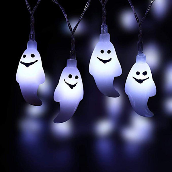 Halloween-dekorasjonslys, 3 moduser 2-PAKKE 3M 20 LED vanntette utendørs dekorative spøkelsesfe-lys for uteplass, hage, port, gård, Halloween-juledekorasjon