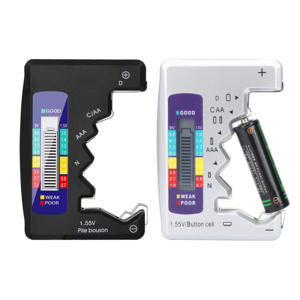 2 stk. digitalt batteritester LCD-skjerm C D N AA AAA 9V 1.5