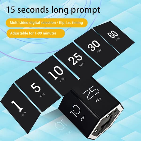 1 stk. Digital køkkentimer (sort 1-5-10-25-30-60), magnetisk Pom
