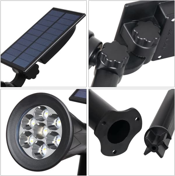 [2-pakning] Solcelled LED-flomlys, 7 LED-solcellelys, vanntett utendørs sikkerhetslys