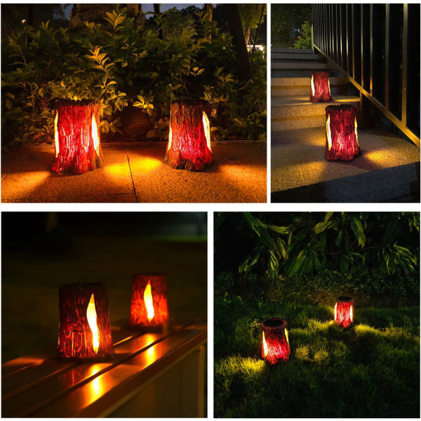 Solar Lights Outdoor, Stump On Fire Torch Lights, Flimrende F