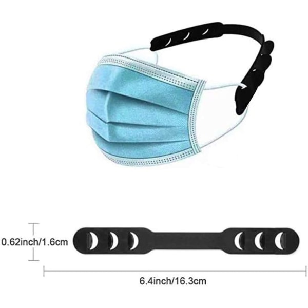 10 stk. maskebåndsforlængere, anti-strammende maskeholdere til at lindre øresmerter og reducere tryk, krogtype beskyttelsesbeslag sort
