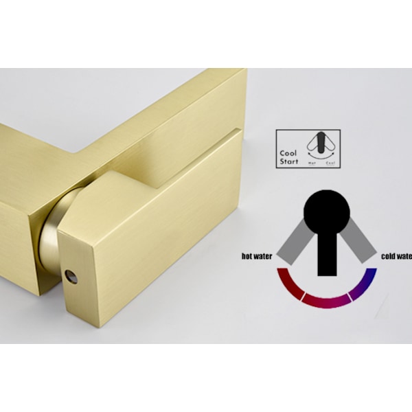 Badekarvask Blandingsbatteri, Moderne Kreativ Design Vaskbatteri, Enkelt Hull Luftebatteri, Børstet Gull, Ren Messing