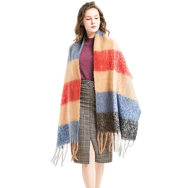 Fringe Plaid Scarf Circle Sand Tjock Fläta Tjock Skägg Twist