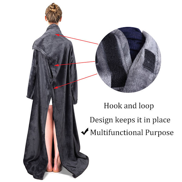Bærbar teppe-hettegenser, oversized teppe-genser med H