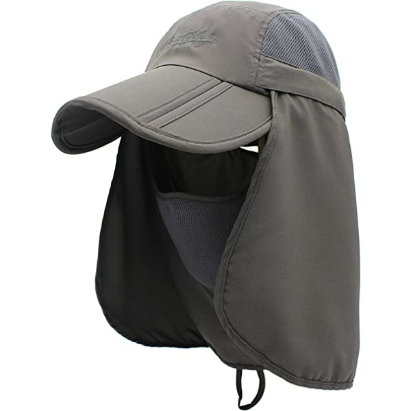 Djupgrå unisex safarikeps med extra lång nackskydd 360°