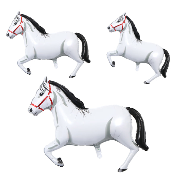 3 stk oppblåsbare hvite plastfilmballonger for hester