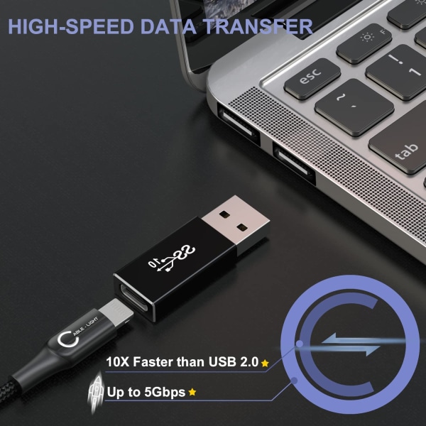 USB C naaras- USB 3.0 urossovitin 2-pakkaus, tyyppi A 3.1 5Gbps GEN