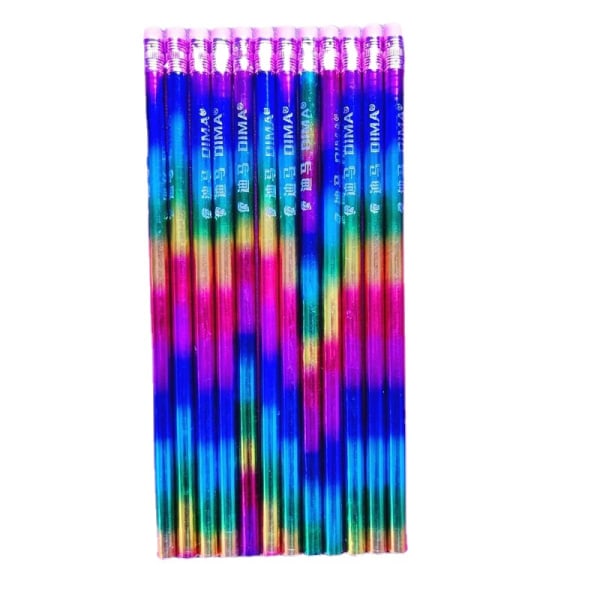 12 delar regnbågsfärgade pennor Färgglada träpennor Lysande