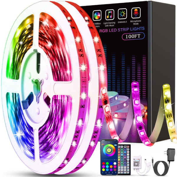 1 stk. 10m LED-strip, LED-soveværelse flerfarvet LED-strip 5050 RG