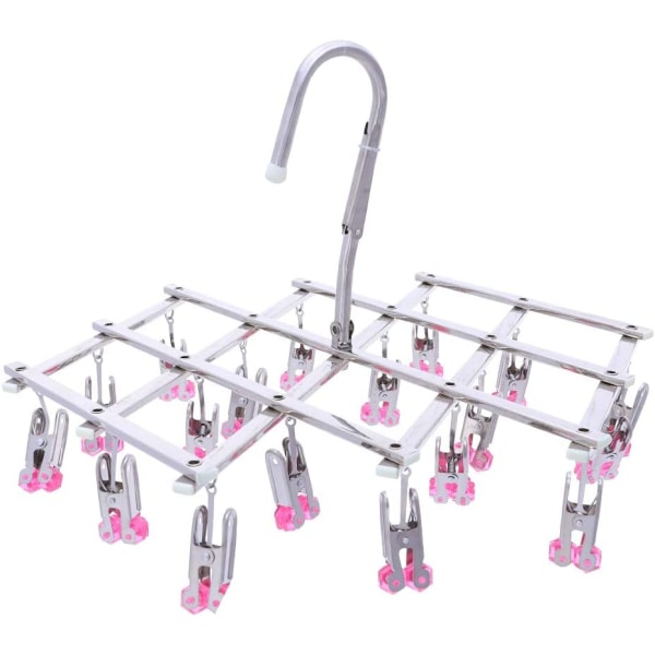 Red Stainless Steel(RED, 18-Clamps) Drying Rack, Foldable Drying