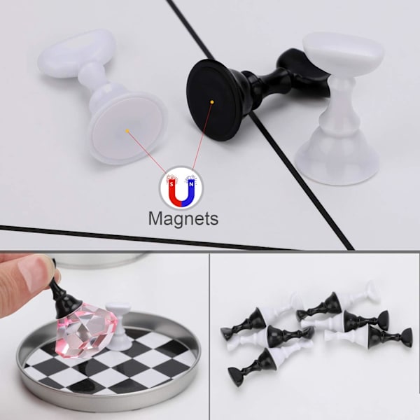 Magnetisk nagelkonstdisplaystativ, fingertoppsschackdisplaystativ Na