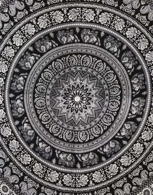 200 cm x 150 cm musta/valkoinen seinävaate musta mandala seinävaate -