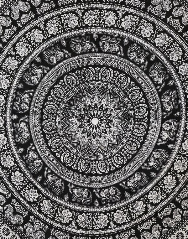 200Cm X 150Cm Sort/Hvid Vægtapet - Sort Mandala Vægtapet