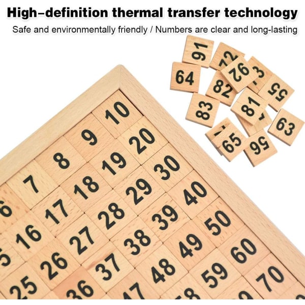 Montessori Matematikk Puslespill Trebret Talltavle 1-100 Kontinuerlige Tall Barn Matematikkundervisning for Barn Hundrevis av Tabeller for Ditt Barns Tidlige Motoriske Ferdighetsutvikling og Trening