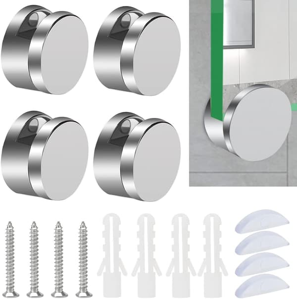 4 stk speilklips i sinklegering, sinkleklips i sinklegering, speilfesteholder, speilklips