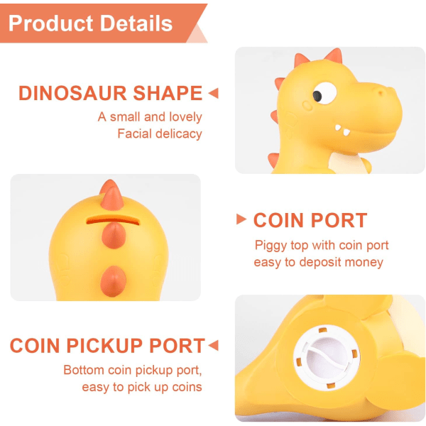 Dinosaur Piggy Bank Børn Dinosaurer Piggy Bank: Dinosaur Piggy Bank Piger Drenge Piggy Banks til dekoration, ubrydelig Piggy Bank, sikkert PVC-materiale (gul)