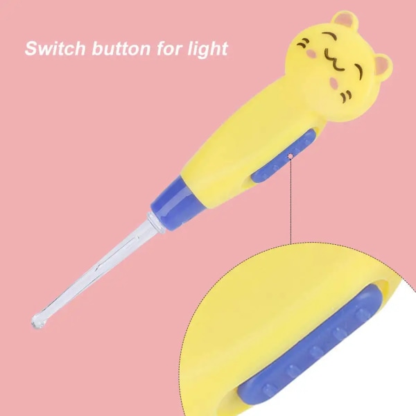 Korvavahanpoistotyökalu, LED-taskulamppu Earpick korvavahanpoistoaine yellow