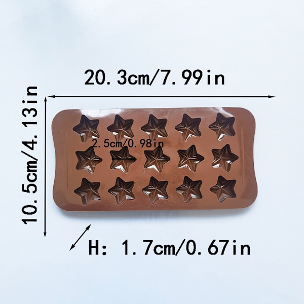 4 st 15 håligheter stjärnformad chokladform, non stick mat grad
