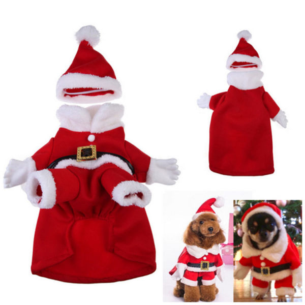 Pet Christmas Costumes Dog Suit with Cap Santa Claus Suit Dog Ho