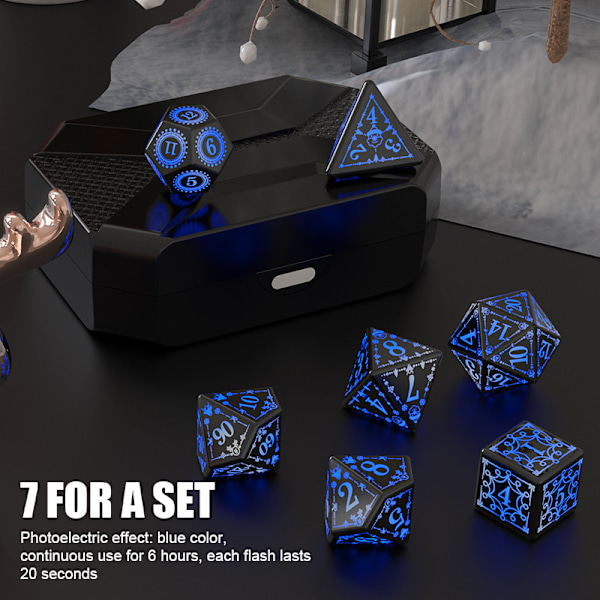 D&D Ladattavat LED-Noppasetti (Sininen)