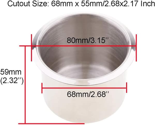 4-pack universella båtkoppar, 68 x 55 mm rostfritt stål för