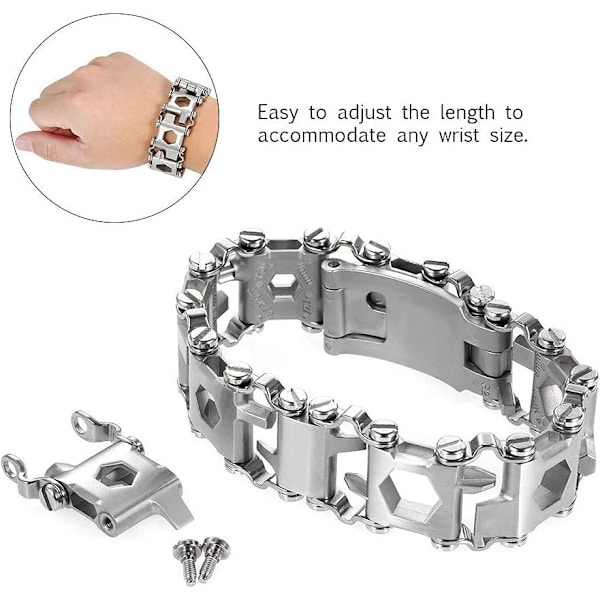 29 i 1 Multi-Tool Armbånd Shiny Silver Armbånd Rustfrit Stål