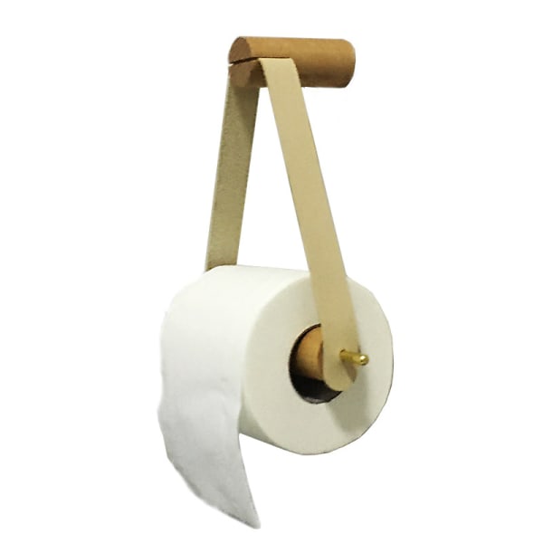 Ruskea puinen WC-paperiteline, puinen WC-paperiteline, Vin