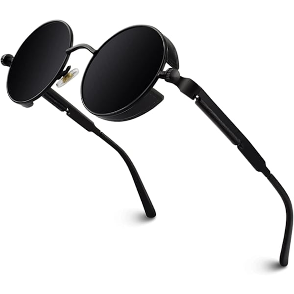 Polaroidit pyöreät retro metalliset aurinkolasit Steampunk-kehykset miehille ja naisille unisex UV400-suojalla
