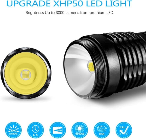 Ladattava LED-taskulamppu, Super Bright CREE XHP50 High Power T