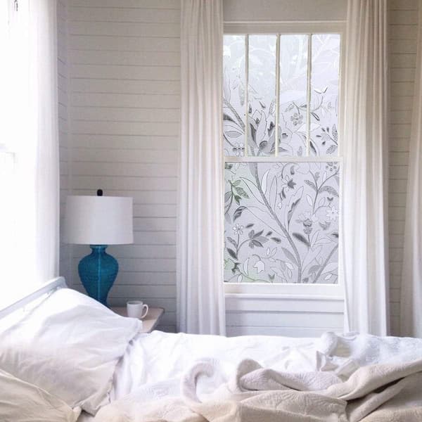 45x200cm - Opaque Tulip Pattern Non-Adhesive Decorative Window F