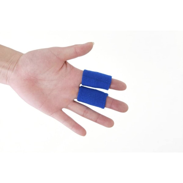 Blå - 10 elastiske fingerpuder, fingerbeskyttere med sportshjælp