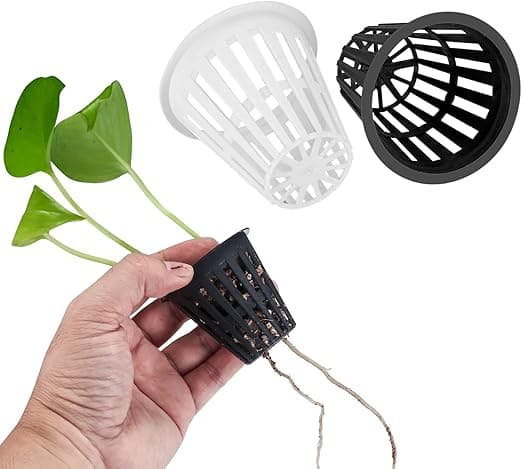 50 st plast hydroponiska korgar, nät hydroponisk planteringskruka