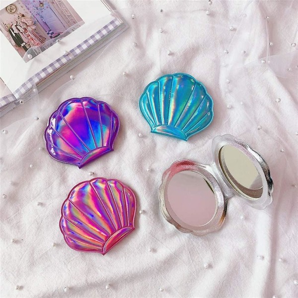 4 Farvet Shell Spejl, Dobbeltsidet Forstørrelse Makeup Spejl