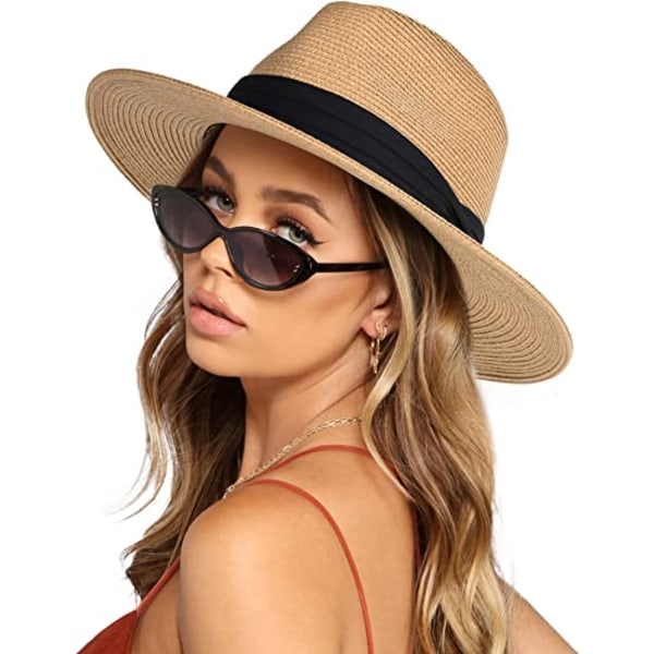 Sun Hats for Women Men, Adjustable Summer Panama  Wide Brim Hat