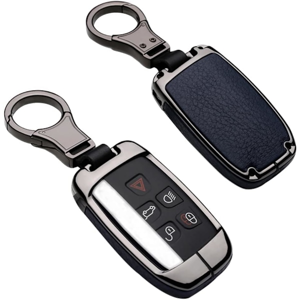 Blått Bilnyckelskydd Passar Land Rover Zinklegering Läder Nyckelring Skydd Hållare Passar Range Rover Defender Dis
