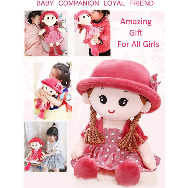 Tyttö Rag Doll Söpö Pehmolelu Pehmeä Baby Doll Prinsessa Hattu ja