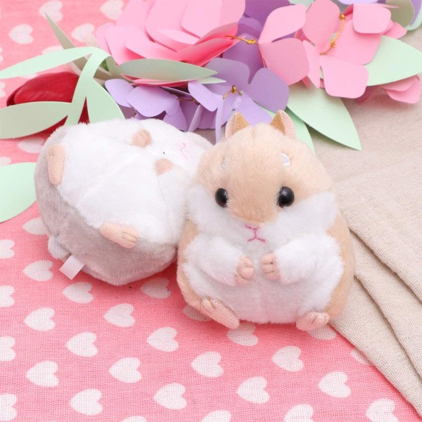 2 stk. plys hamster nøglering til damer, sød hamster design nøglering