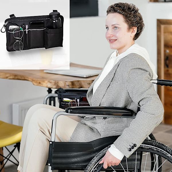 Rullestolveske med lommer - Universell vanntett armleneside B