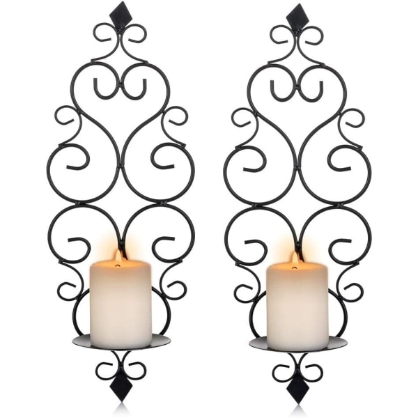 2 set kynttilänjalkoja, kynttilänjalka, seinään kiinnitettävä metallikynttilä