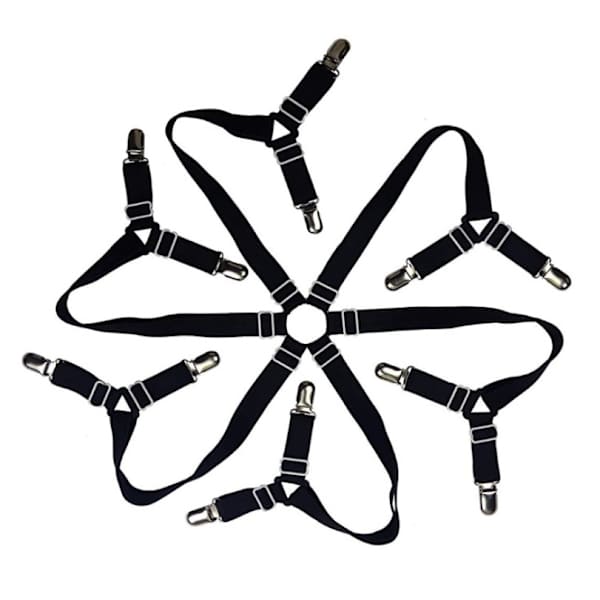 Justerbare elastiske lakenstropper (3-veis svart), kryss