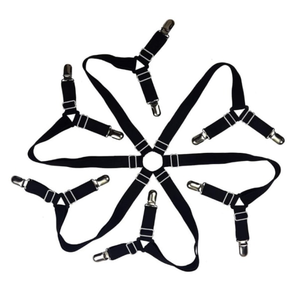 Justerbare elastiske monterede lagenstropper (3-vejs sort), Crisscross