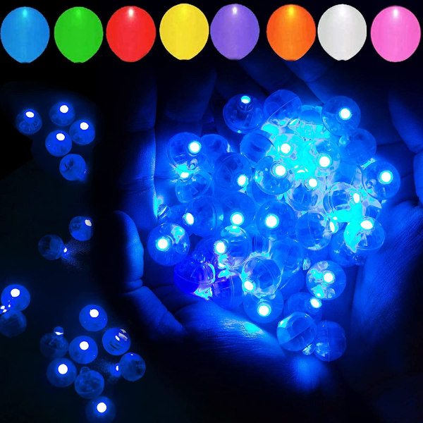 50 stykker blå LED-ballonglys, runde LED-kulelys,
