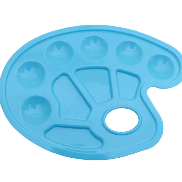 Set med 4 färgade ovala plastfärgsbrickor